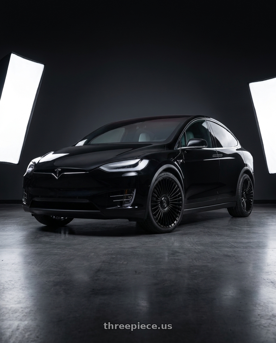 2018 TESLA MODEL X with DOLCE LUXURY TRENTO 5x112/5x120 22x10.5 +35 Glossy Black wheels