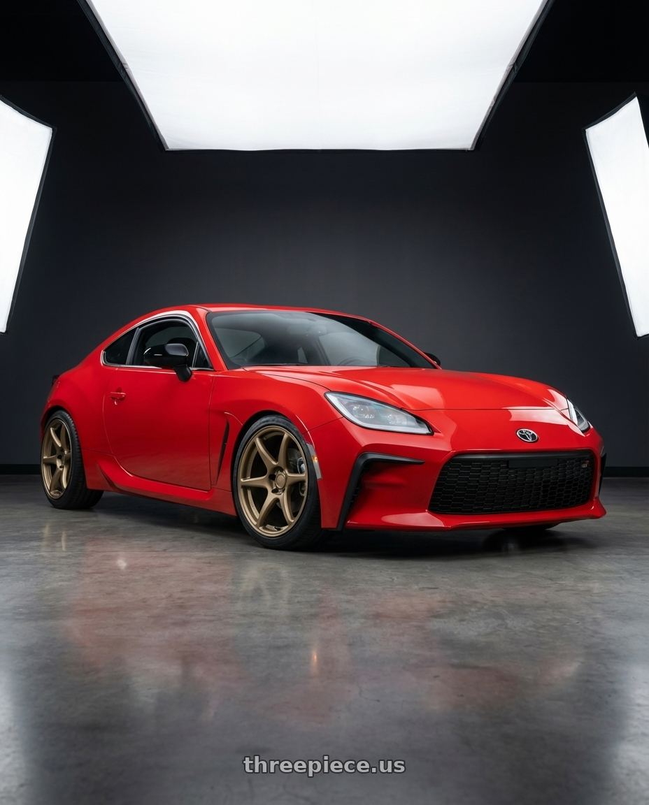 2024 Toyota GR86 with Kansei K11B Tandem 5x114.3 18x10.5 12 Bronze wheels front three quarter view lowered stance