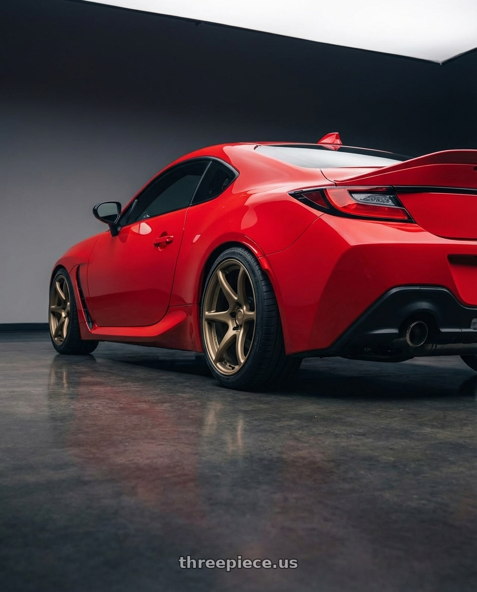 2024 Toyota GR86 with Kansei K11B Tandem 5x114.3 18x10.5 12 Bronze wheels rear three quarter view square tires