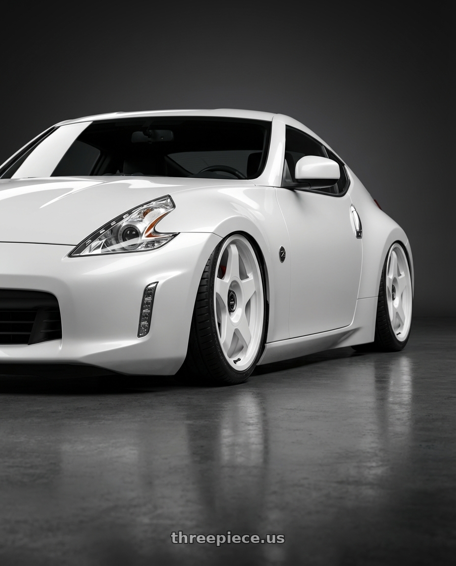 2019 Nissan 370Z with fifteen52 CHICANE 5x114.3 / 5x120 19x8.5 +35 RALLY WHITE (GLOSS WHITE) wheels