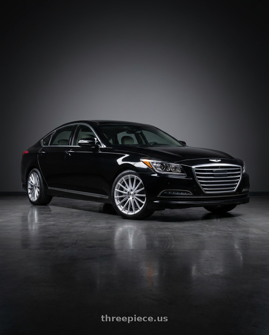 2016 Hyundai Genesis 3 8 with OHM PROTON 5X114.3 20X9 +30 SILVER W/ MIRROR FACE wheels