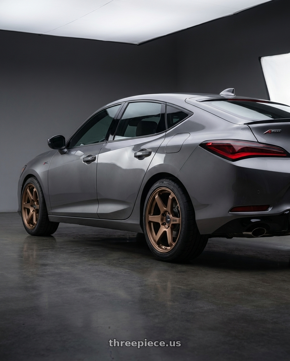 2023 Acura Integra A spec with Enkei T6R 5x114.3 18x9.5+38 Copper wheels rear three quarter view meaty tires