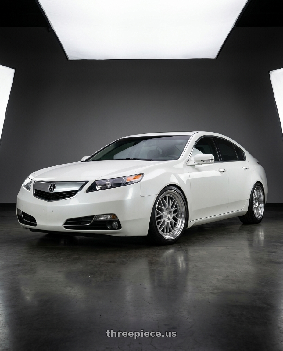 2013 Acura TL SH-AWD White with Aodhan AH02 5x120 18x8.5+35 Silver w/ Machined Lip wheels