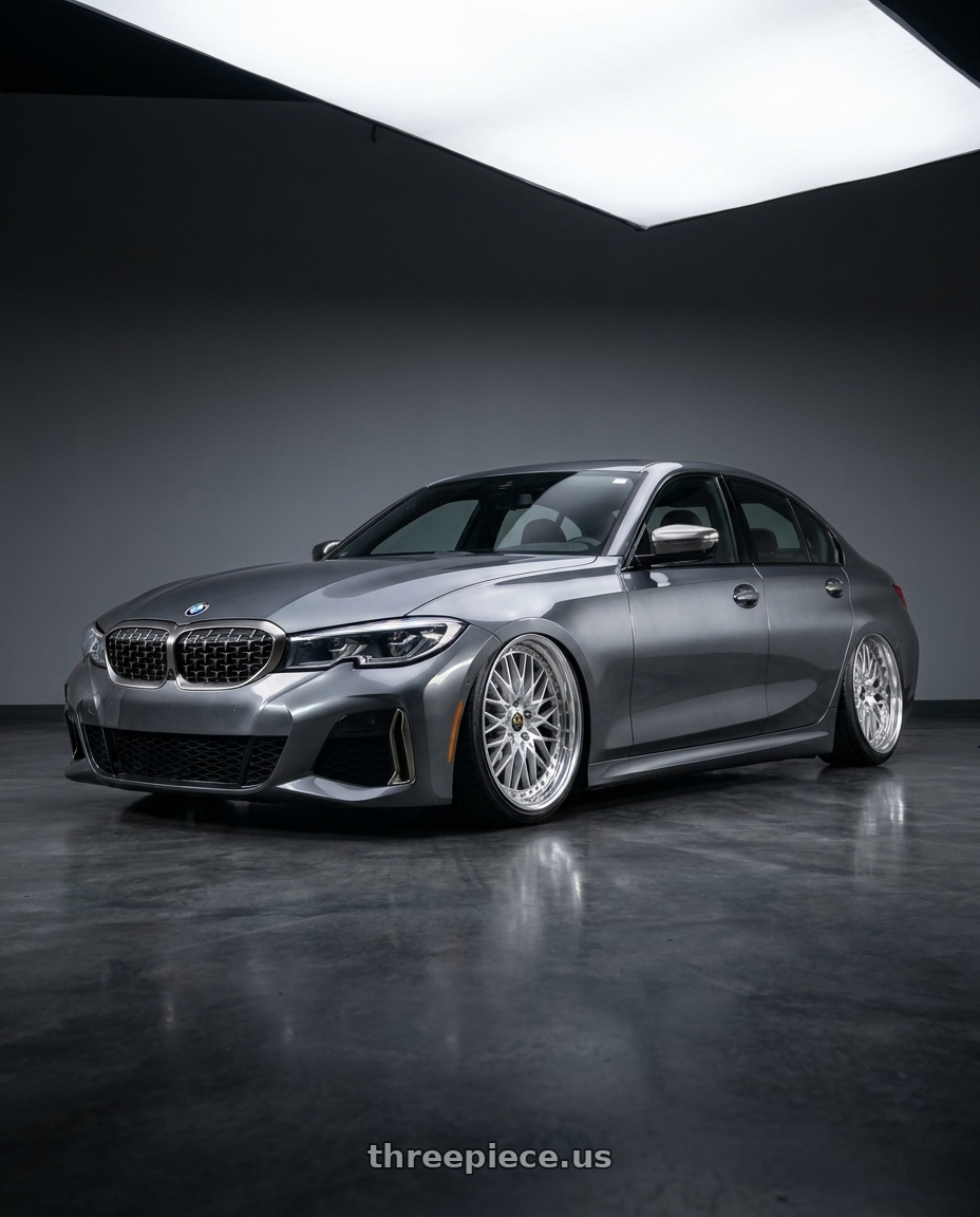 2020 bmw m340i with Work Vs-Xv 5x112 19x8.5+27 O Disk Silky Rich Silver wheels