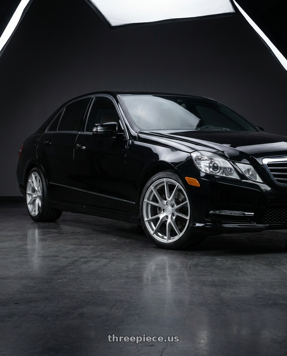 2013 Mercedes Benz e350 4matic with Aodhan AFF7 5x112 18x8.5+35 Gloss Silver Machined Face wheels