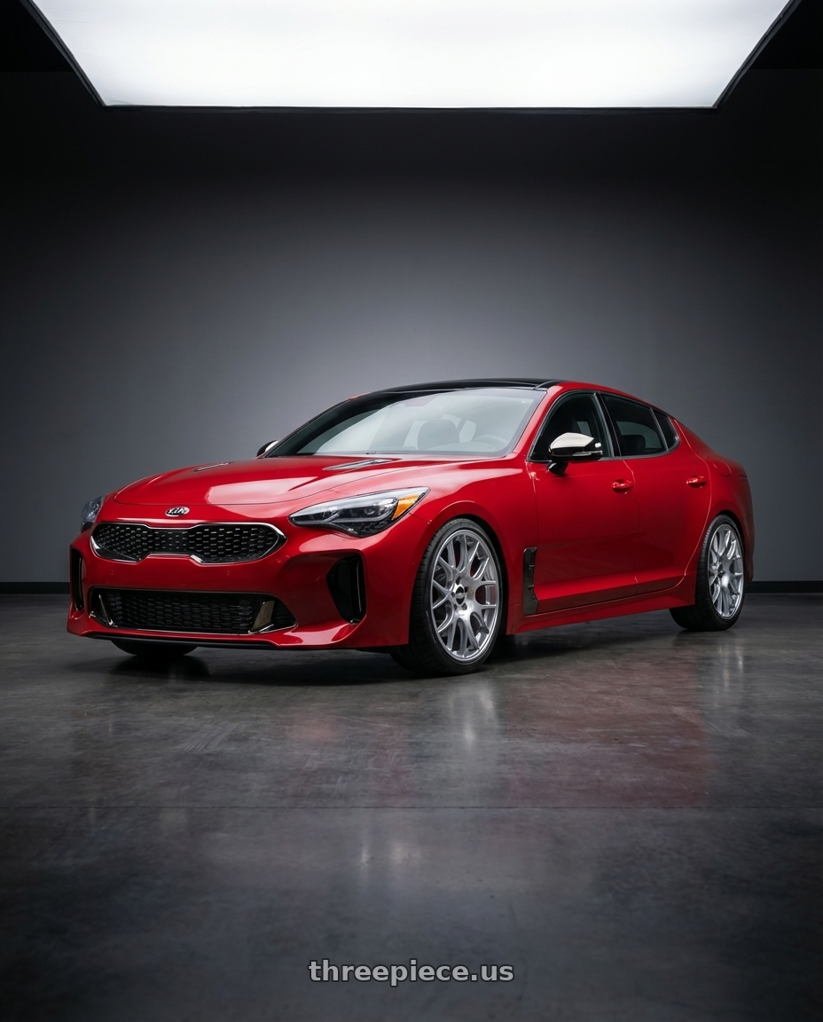 2022 Kia Stinger GT with BBS CH-R 5x114.3 19x8 +38 Brilliant Silver Polished Rim Protector wheels