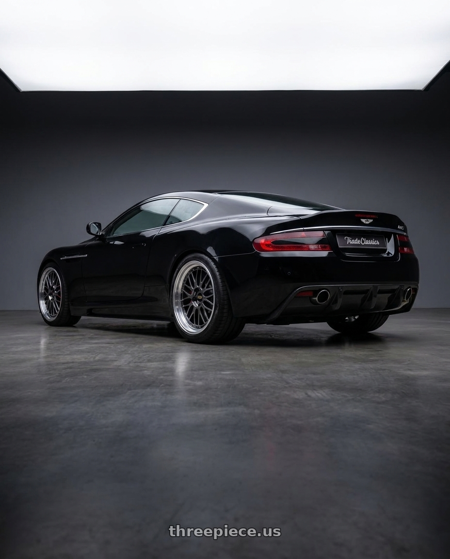 2009 Aston Martin DBS with BBS LM 5x114.3 18x8.0+35 Diamond Black wheels rear three quarter view meaty tires