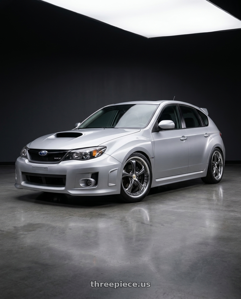 2011 Subaru Impreza with Work Wheels VS-KF 5x114.3 18x8.5+53 Brilliant Silver Black O Disk FULL REVERSE wheels