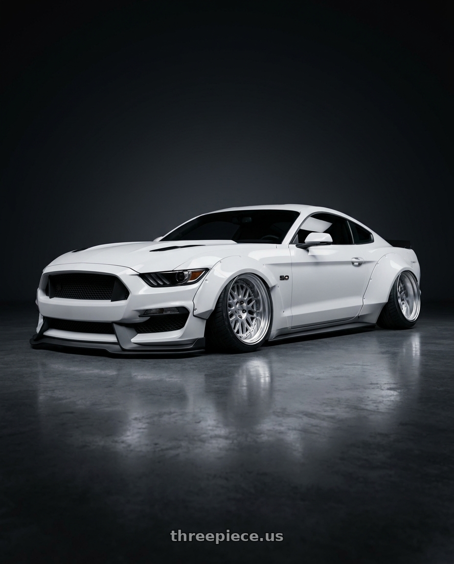 2017 Ford Mustang  with Work Seeker Mx 4x100 18x10.5+22 A Disk Matte Silver Polish wheels