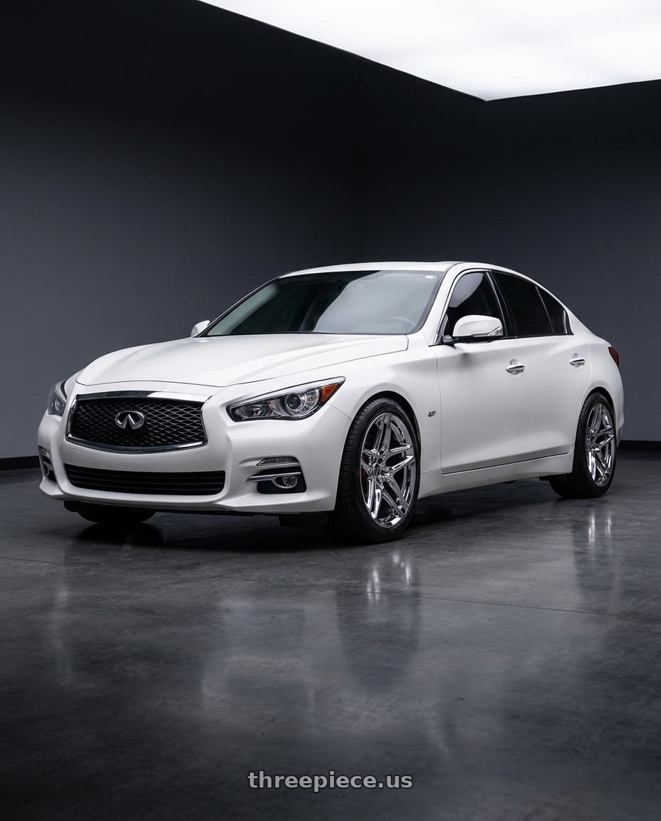 2014 Infiniti q50 with HERITAGE WHEEL EBISU MONOC 5x114.3 20x9 +25 CHROME wheels