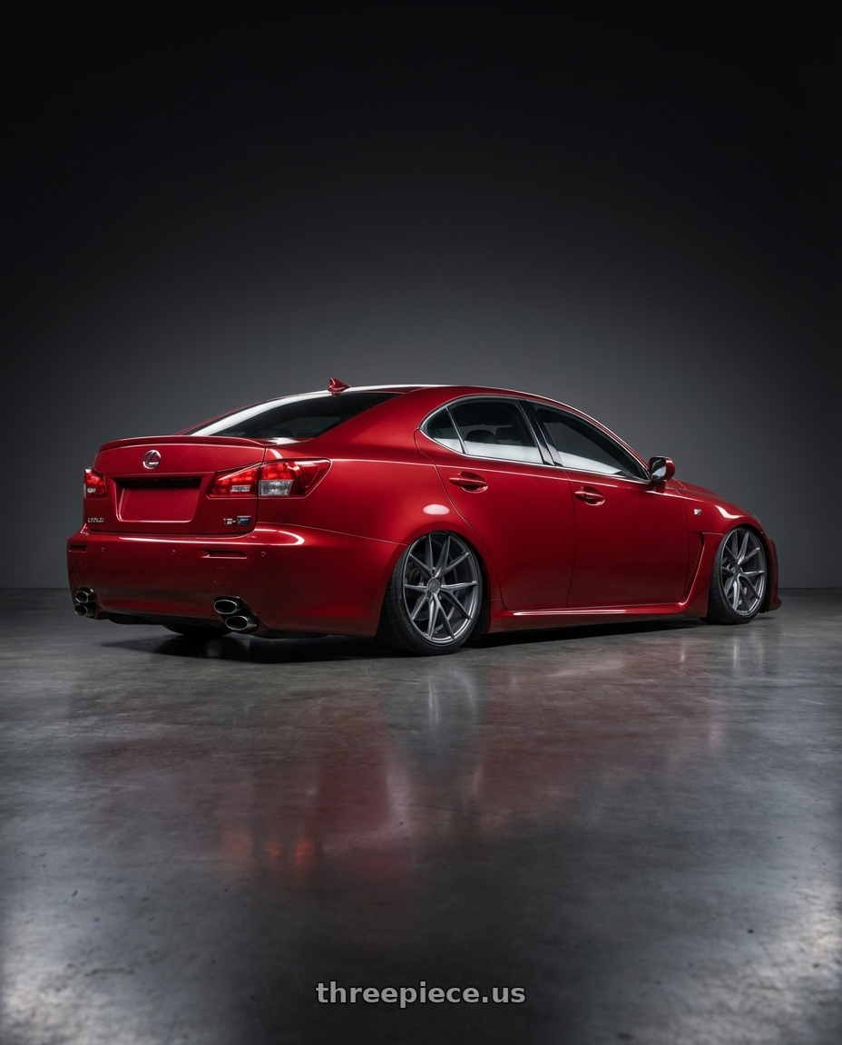 2012 Lexus IS-F with Niche 1PC M116 MISANO 5X114.3 19X8.5 +33 MATTE GUN METAL wheels rear three quarter view slight stretch tires