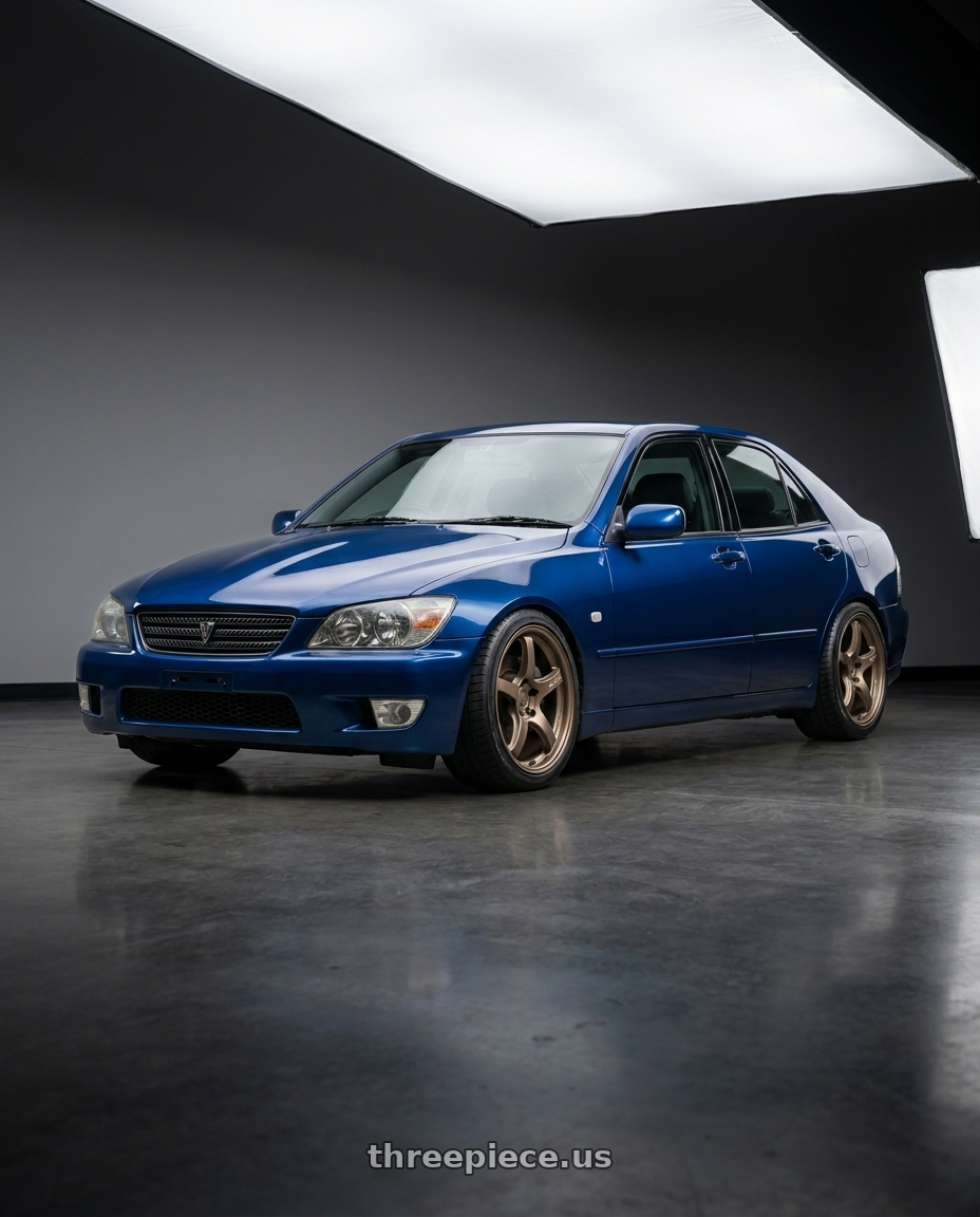 1999 Toyota Altezza Blue with Gram Lights 57CR 5x120 18x9.5+38 Bronze II wheels