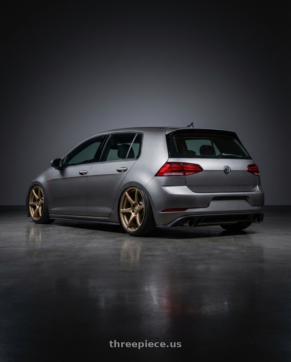 2019 Volkswagen GTI MK7 with Kansei K11B Tandem 5X112 19x9.5 22 Bronze wheels rear three quarter view slight stretch tires