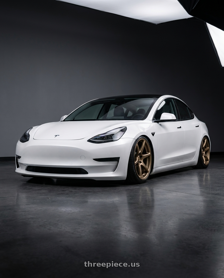 2023 Tesla Model 3 with Kansei K11B Tandem 5x114.3 19x10.5 22 Bronze wheels