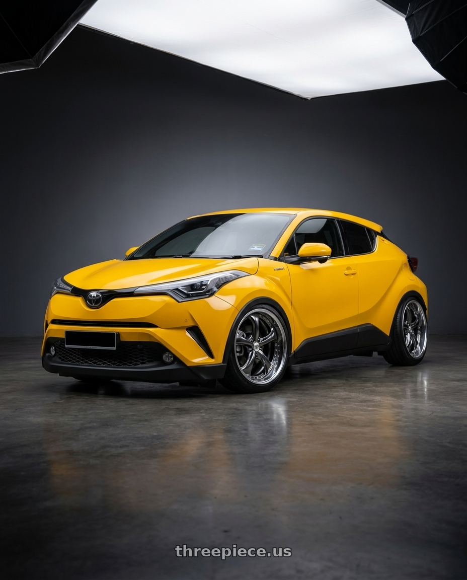 2018 Toyota C-HR Premium Spec Ferrari Yellow with Work Wheels VS-KF 5X114.3 19x9.5+9 Brilliant Silver Black A Disk FULL REVERSE wheels