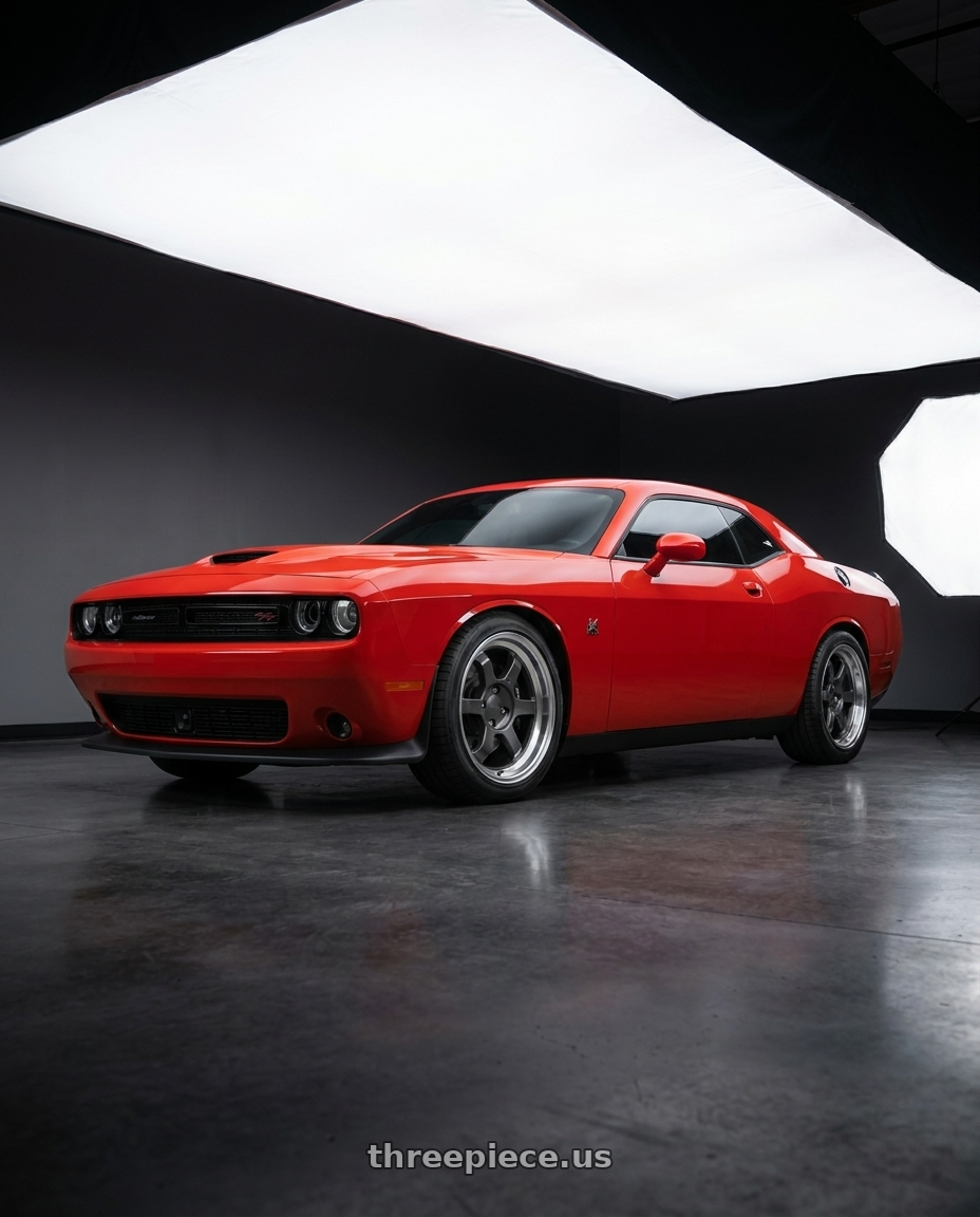 2023 dodge challenger scat pack with 9six9 SIX-1 Deep 4x100 15X8 +20 Carbon Gray / Machined Lip wheels