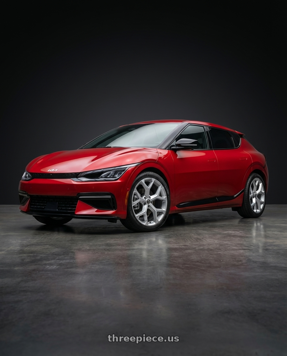 2024 kia ev6 with Xcess 5 Flake 5x120 20x8.5 +35 Silver Machined wheels