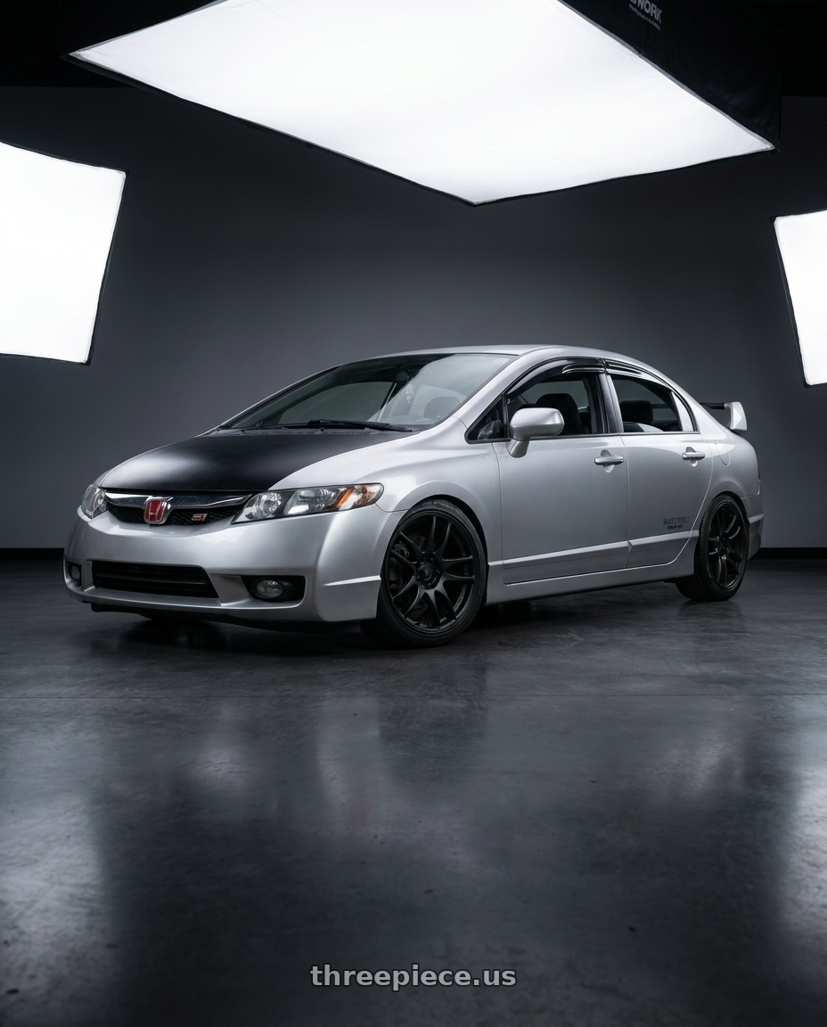 2009 Honda civic si with Work Emotion Cr Kiwami 5x114.3 17x8 +35 Matte Black wheels