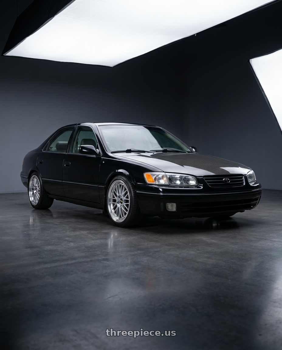2001 toyota camry xv20 black with BBS LM 5x114.3 18x8.5+38 Diamond Silver wheels