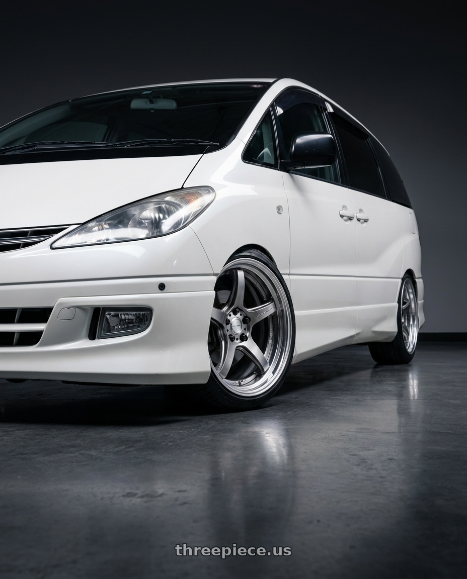 2000 toyota estima acr30w with Work T5R 2P 5x114.3 19x8.0 +38 GT SILVER wheels