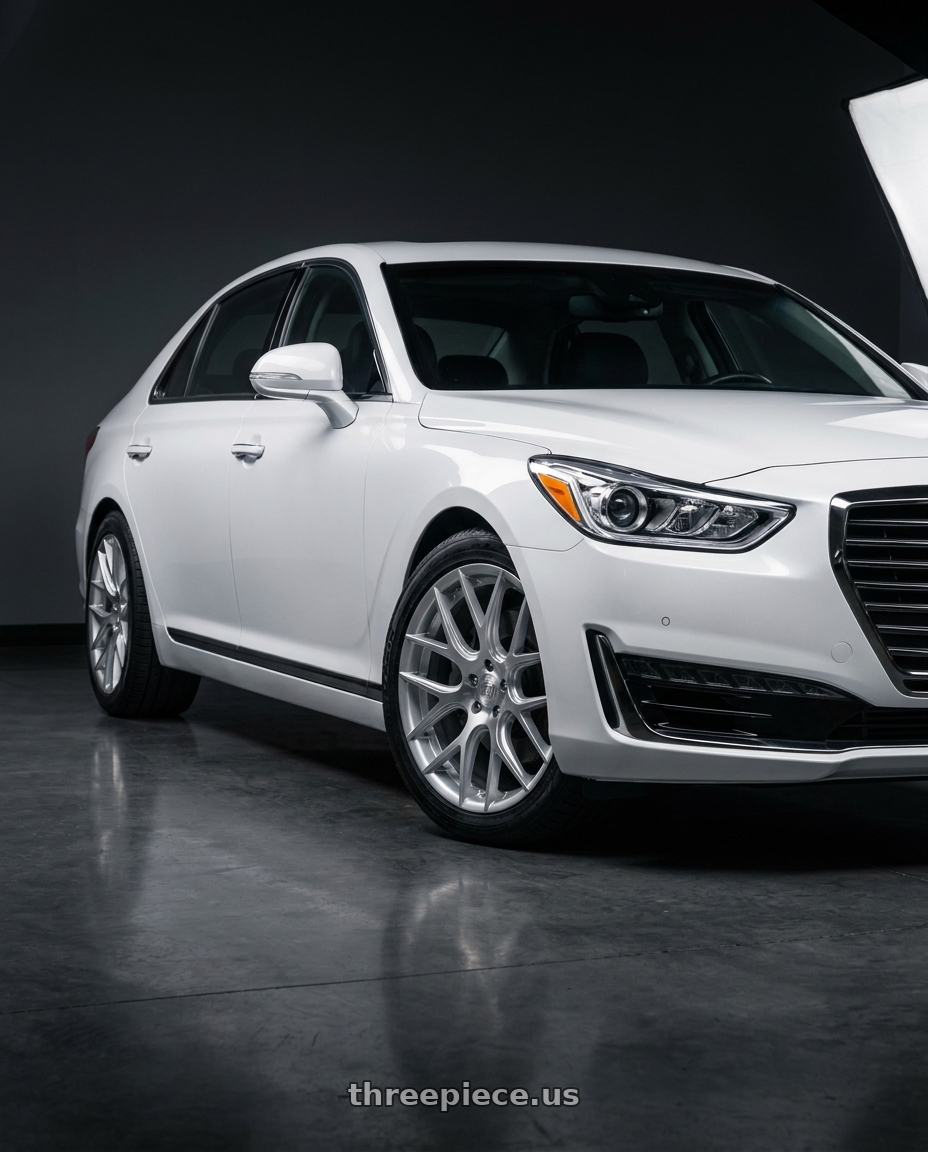 2018 genesis g90 ultimate with DOLCE PERFORMANCE MONZA 5x114.3 20x10 +40 Gloss Silver Machined Face wheels