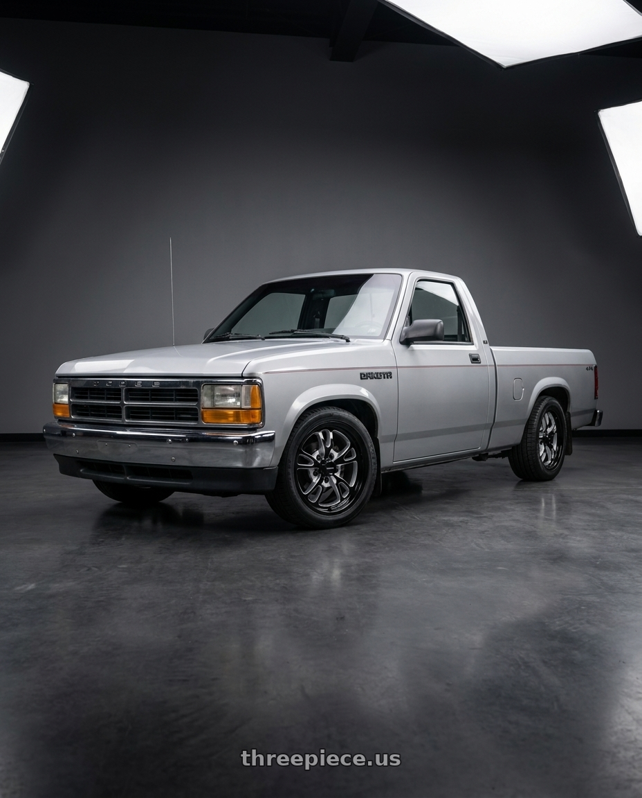 1990 dodge Dakota with Vision American-Muscle 149 Patriot 5x114.3 15x7+0 Gloss Black Milled Spoke wheels