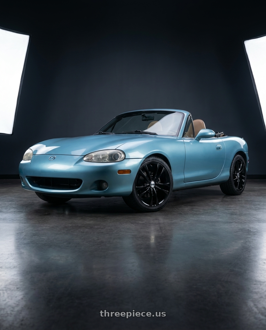 2002 Mazda Miata with TOUREN TR22 3222 4x100/4x114.3 15x7 +40 GLOSS BLACK wheels