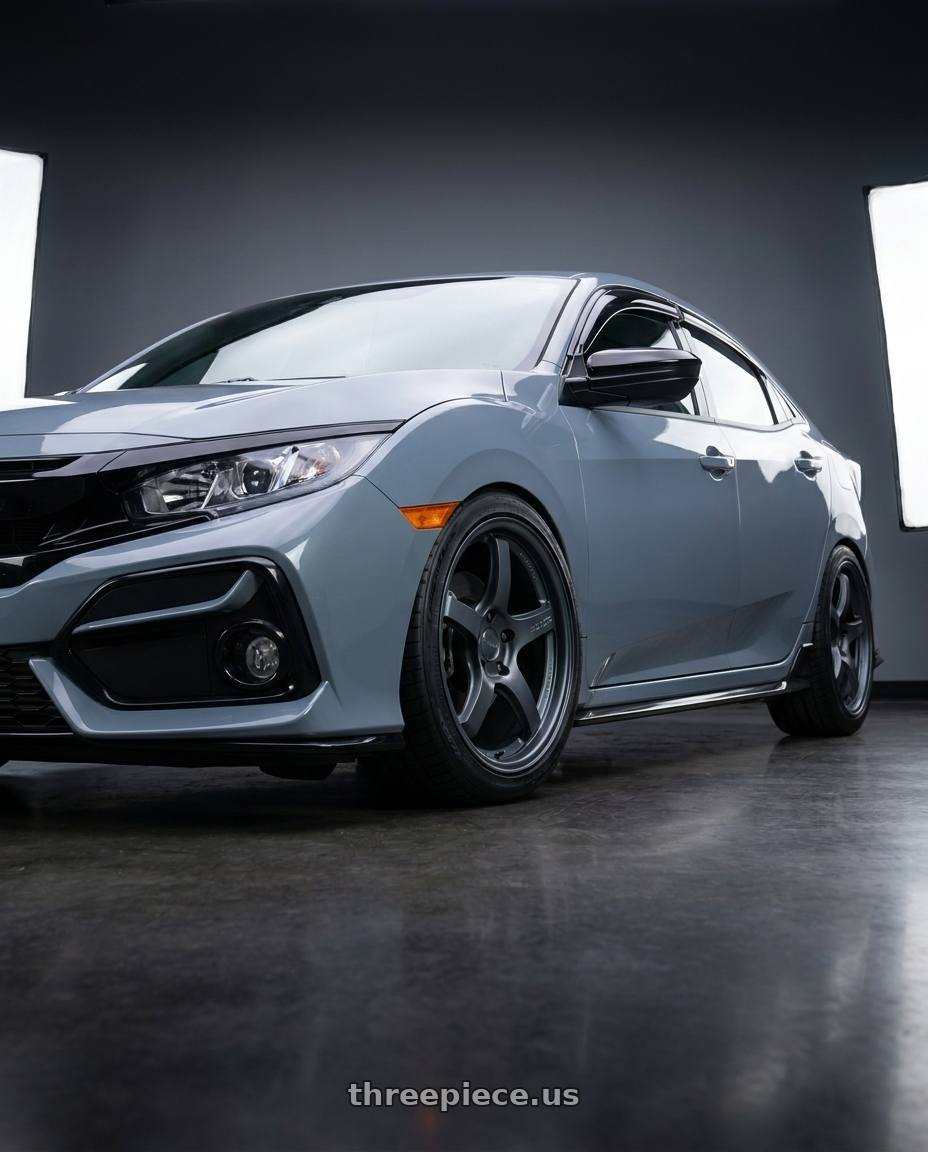2021 Honda Civic sports hatchback with Gram Lights 57CR 5x114.3 18x8.5+37 Gunblue II wheels