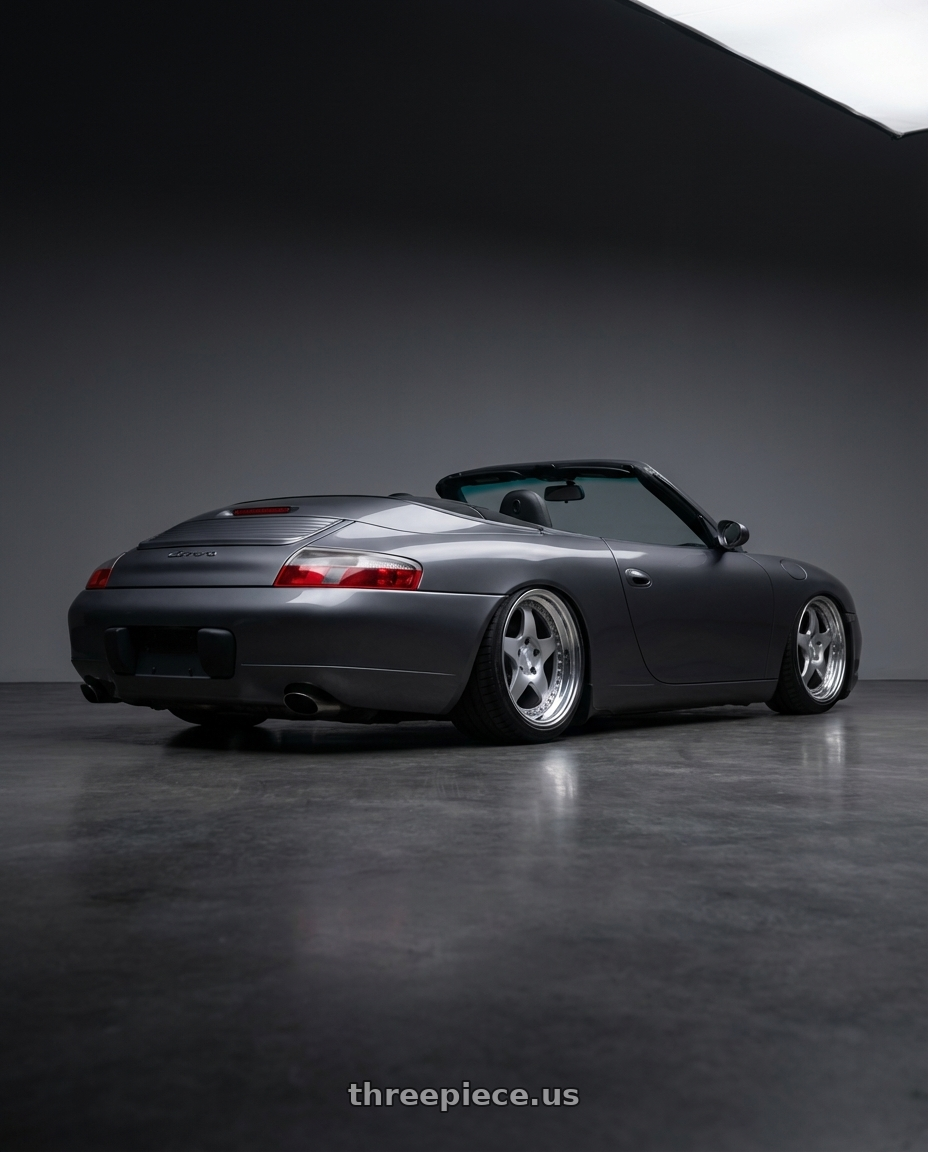 2002 Porsche 911 with Heritage Wheel IMOLA wheels rear three quarter view slight stretch tires