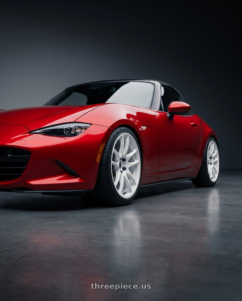 2024 mazda mx5 with Work Emotion Cr Kiwami 4x100 17x7 +38 White wheels