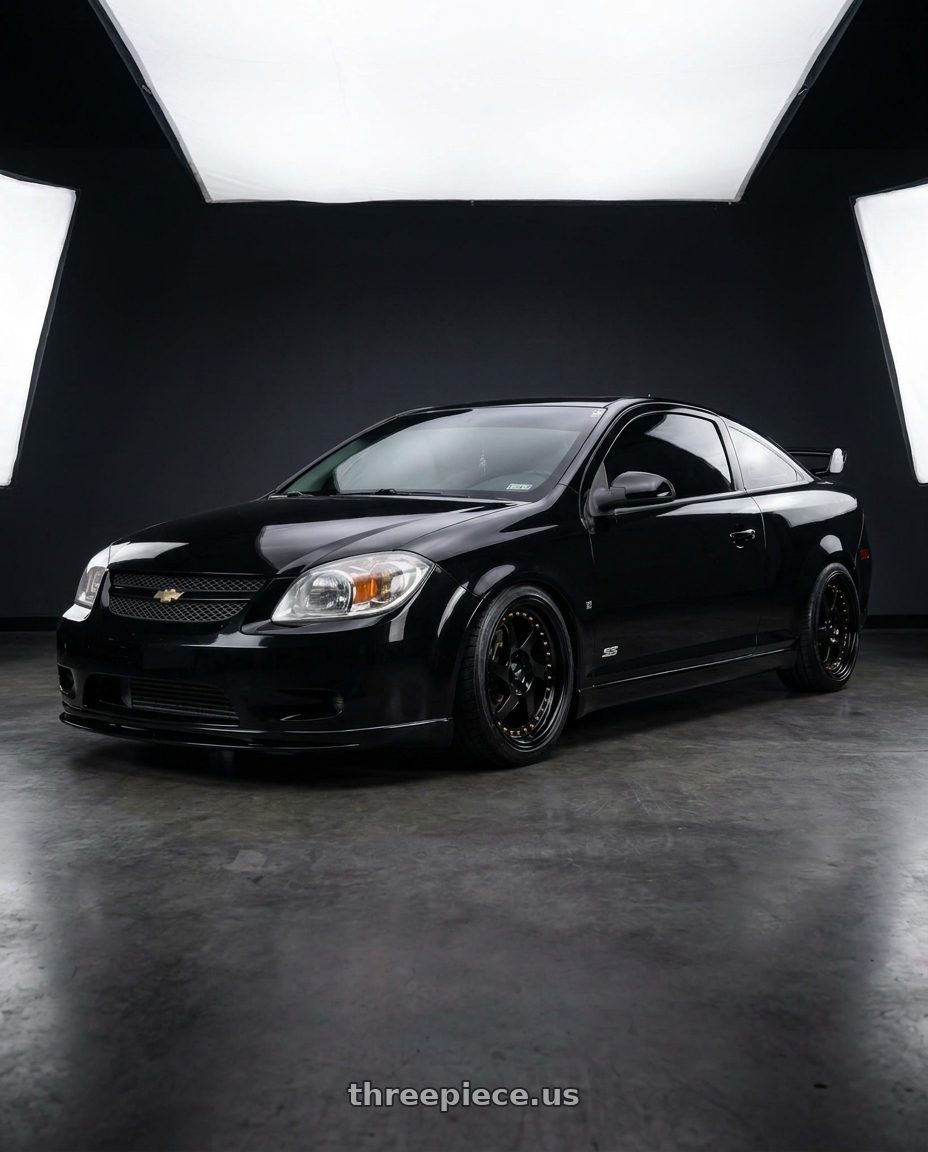2009 chevrolet cobalt ss black with Vors VR2 5x110 18x8  +35 All Black Gold Rivet wheels