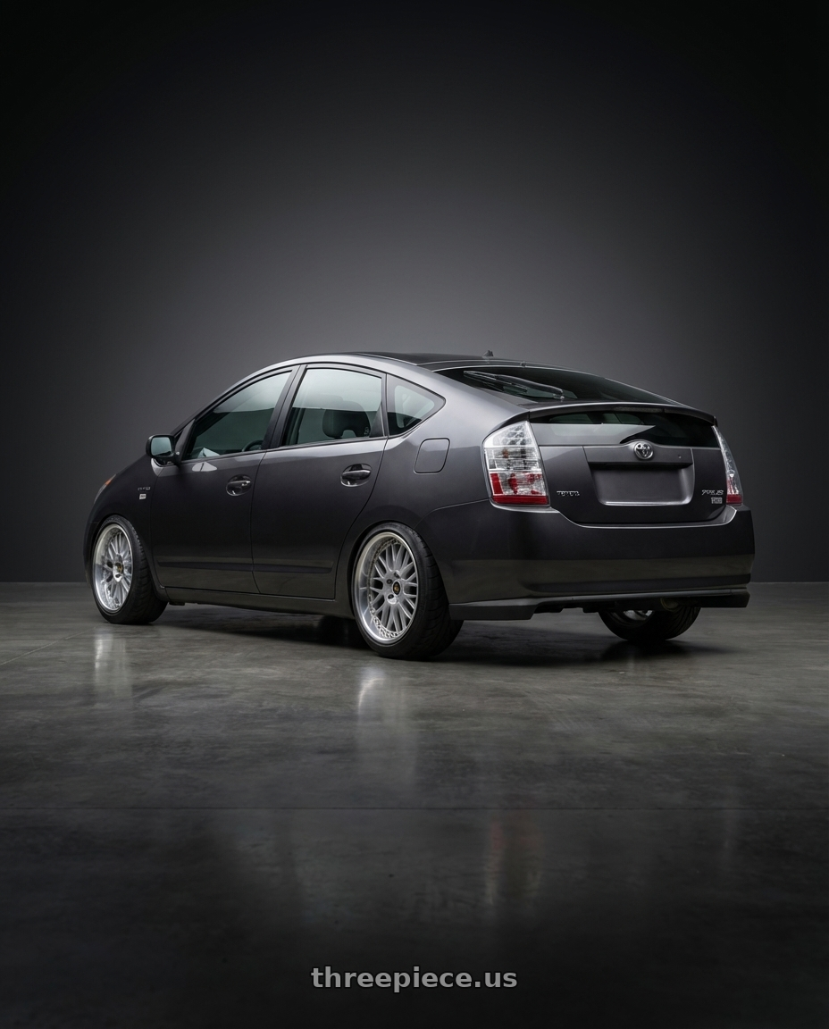 2007 Toyota Prius  with Work Vs-Xx 5x100 18x7+51 A Disk Light Grey Silver wheels rear three quarter view meaty tires