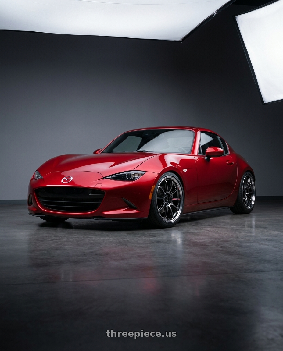 2018 Mazda Mx-5 with Work Emotion Zr10 5x100 17x8 +35 Glim Black Diamond Rim cut wheels