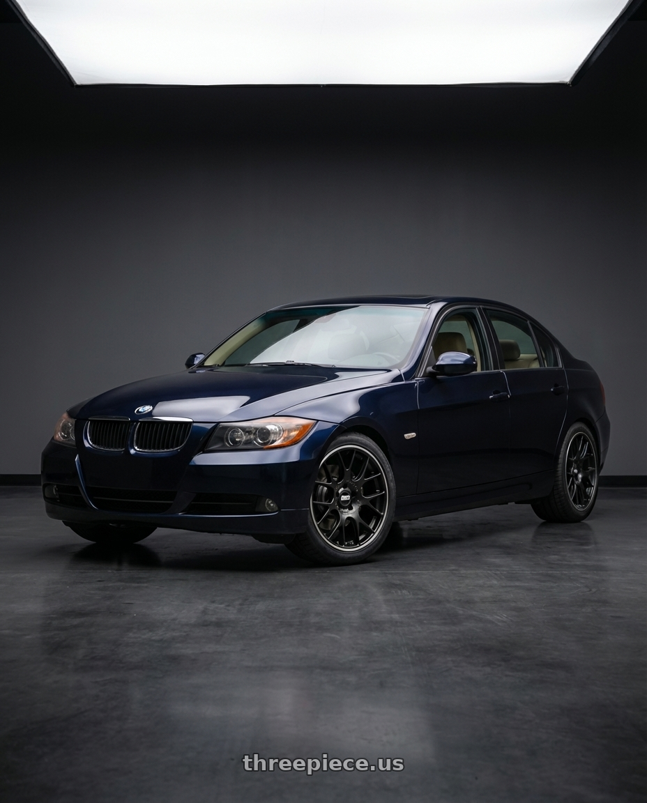 2006 BMW 325i Sedan Blue with BBS CH-R Center Lock 20x12 +44 Satin Black Polished Rim Protector wheels