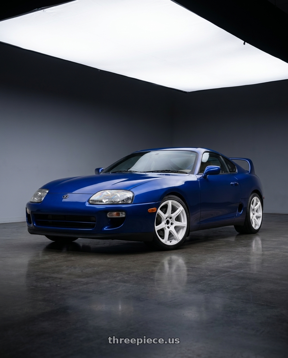 1997 Toyota Supra with Work Emotion T7r 5x114.3 18x9.5 +38 White wheels