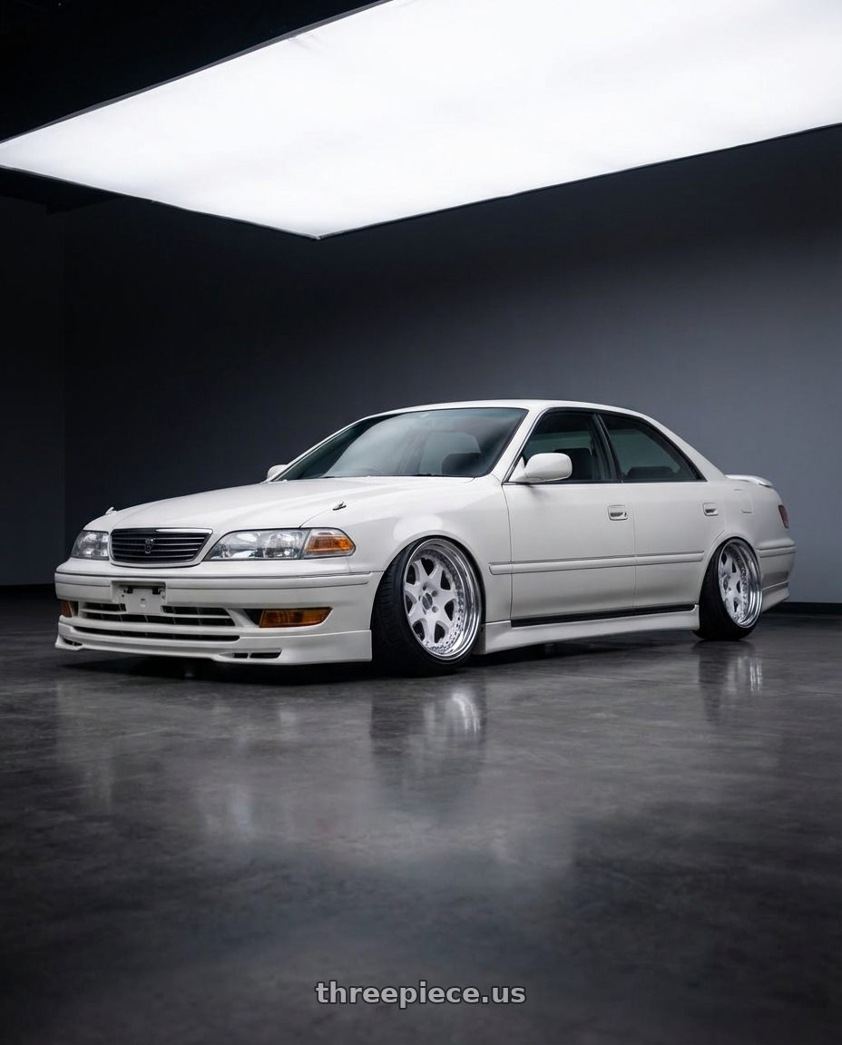 1998 TOYOTA MARK II TOURER V with Heritage Wheel KOKORO wheels front three quarter view stanced stance