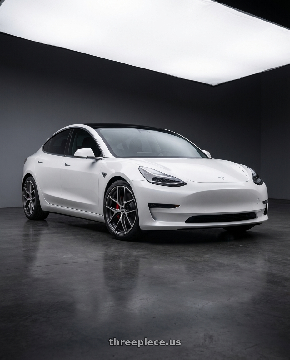 2023 Tesla Model 3 with BBS CC-R 5x114.3 19x8.5+30 Graphite w/ Diamond Cut Face wheels
