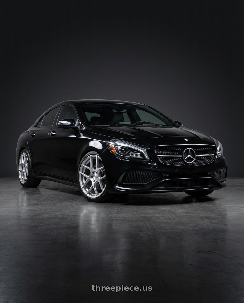 2018 Mercedes-Benz CLA C117 with Aodhan AFF2 5x112 19x8.5+35 Gloss Silver Machined Face wheels