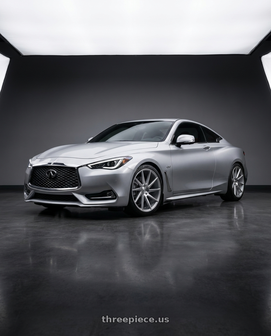 2020 Infiniti Q60 with Niche 1PC M112 SURGE 5X114.3 19X8.5 +35 GLOSS SILVER MACHINED wheels