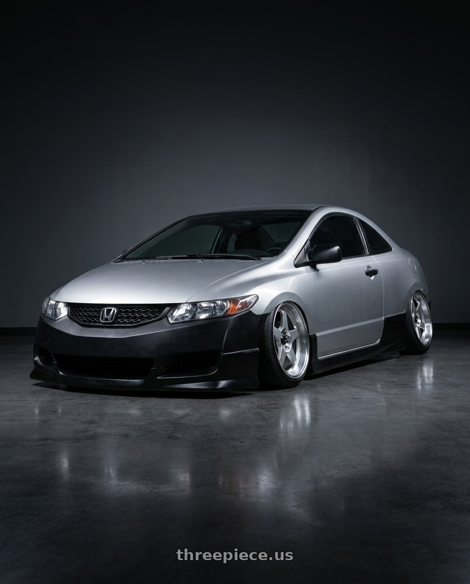2007 Honda Civic with Vors SP1 5x100/5x114.3 17x8  +35 Silver Machine Face Lip wheels
