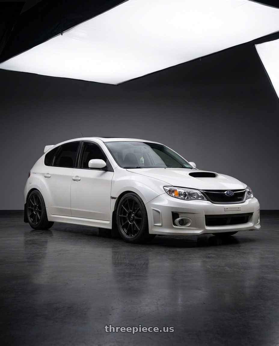 2012 Subaru Wrx Hatchback Pearl with Konig Dekagram 5x100 18x8.5+44 Semi-Matte Black wheels