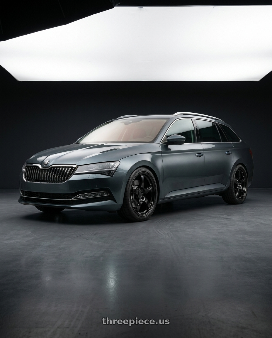 2021 Skoda Superb Combi with Gram Lights 57CR 5x100 18x8.5+45 Glossy Black wheels