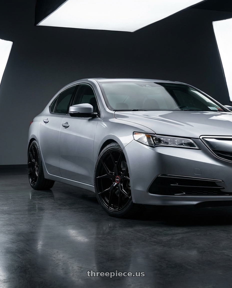 2019 Acura TLX with Vossen HF-5 19x8.5 / 5x114.3 / ET32 / Flat Face / 73.1 - Gloss Black Wheel - HF5-9N60 wheels