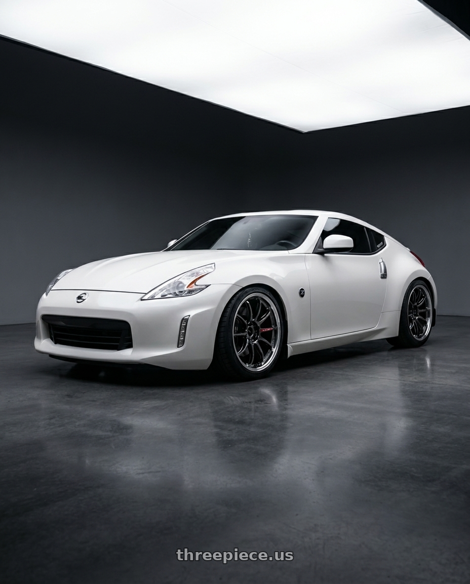 2017 Nissan 370z with Work Emotion Zr10 5x114.3 19x10.5 +23 Glim Black Diamond Rim cut wheels