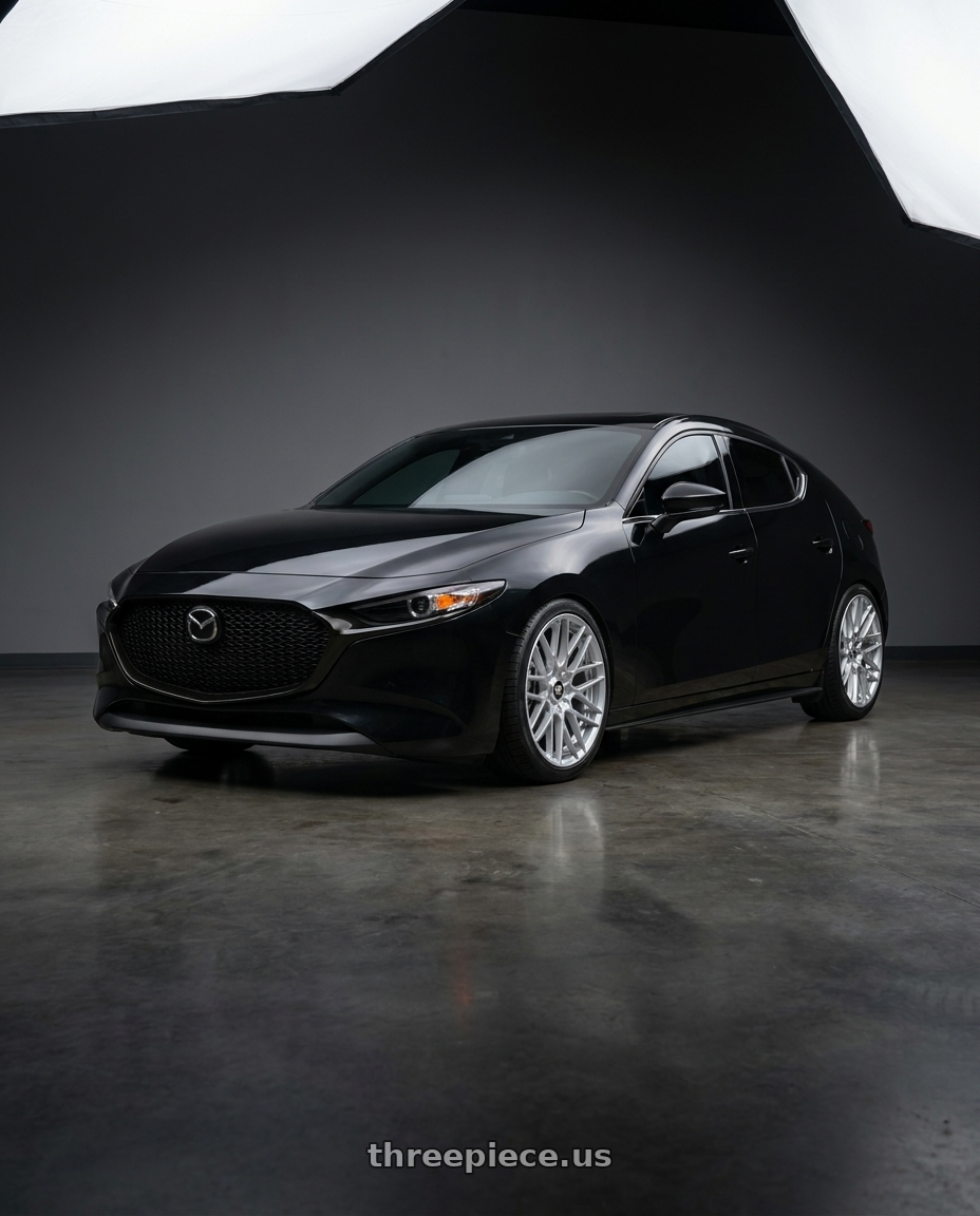 2024 Mazda Mazda3 with Rotiform 1PC R140 RSE 5X114.3/5X120 19X10 +40 GLOSS SILVER wheels