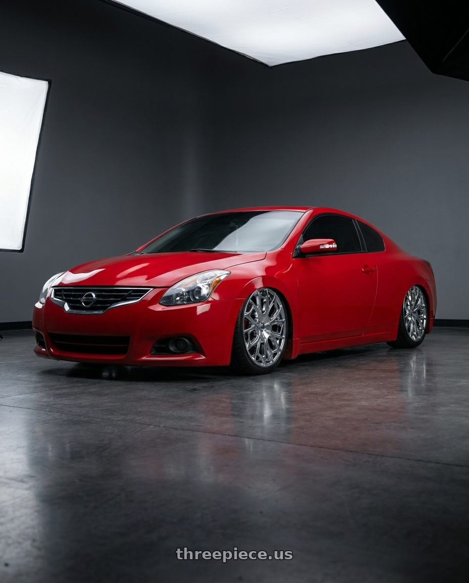 2010 Nissan Altima Coupe with Azara AZA-512 5x108/5x114.3 22x8.5 +38 Nano Chrome wheels