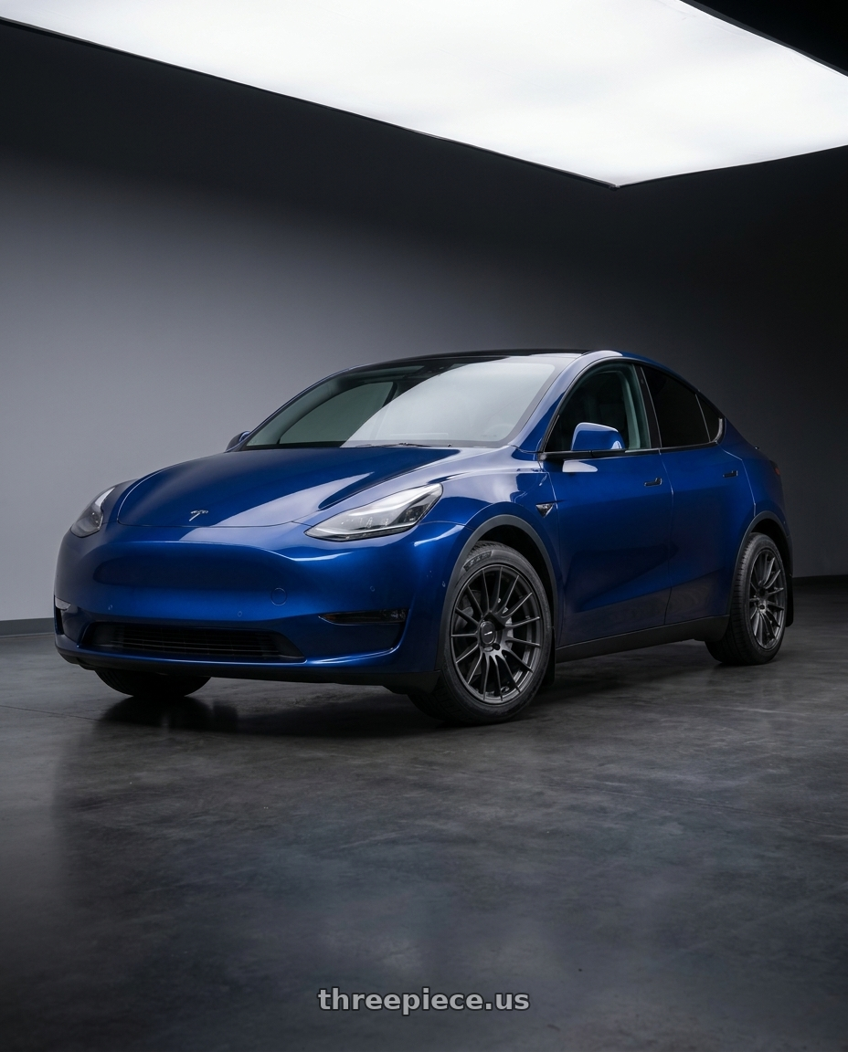 2022 Tesla Model Y with Enkei RS05-RR 5x112 18x8.5+45 Matte Gunmetal wheels