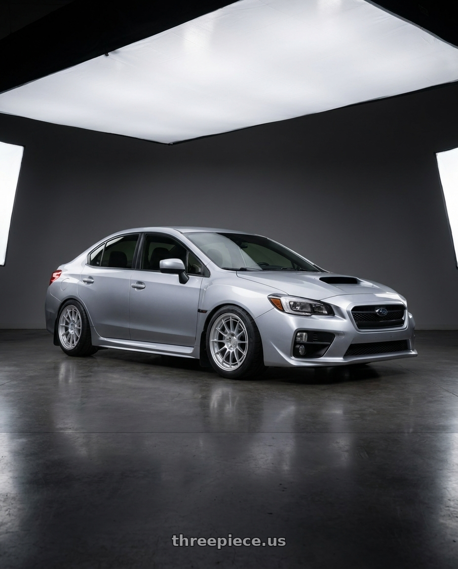 2015 Subaru wrx with Enkei NT03+M 5x120 18x8.5+38 Silver wheels