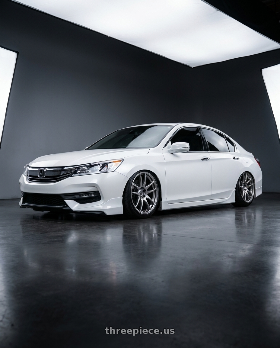 2016 Honda accord with Work Emotion Cr Kiwami 5x120 19x8.5 +25 Gt Silver wheels