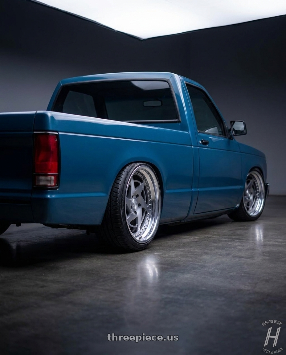 1993 Chevy S10 with Heritage Wheel DAYTONA wheels rear three quarter view extreme stretch tires